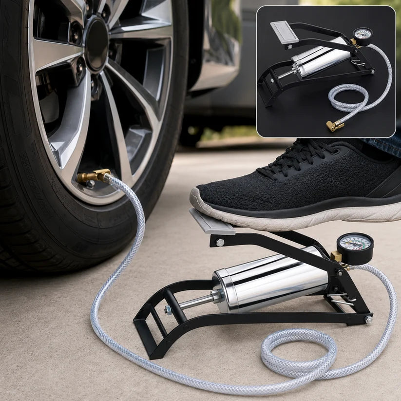 Steel Foot Pump – Heavy Duty Car & Bike Tire Inflator | Carivox